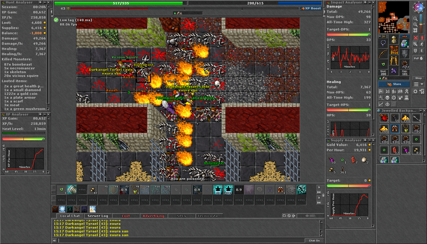 Print do Tibia Stats na ferramenta count loot.